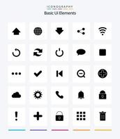 creativo di base ui elementi 25 glifo solido nero icona imballare come come ricaricare. servizi. fuori uso. Wifi. sociale vettore