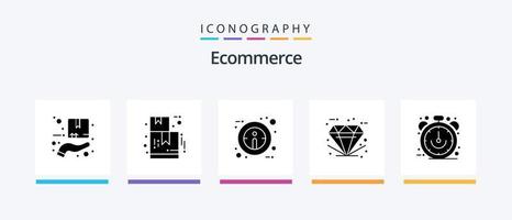 e-commerce glifo 5 icona imballare Compreso limitato. orologio. informazione. acquisti. Buona. creativo icone design vettore