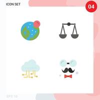 4 piatto icona concetto per siti web mobile e applicazioni terra tecnologia Luna bilancia orlo modificabile vettore design elementi
