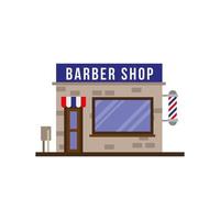 piccola scena della facciata dell'edificio del negozio di barbiere vettore