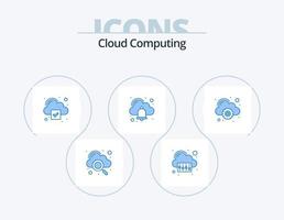 nube calcolo blu icona imballare 5 icona design. ambientazione. dai un'occhiata. allarme . campana vettore