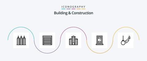 edificio e costruzione linea 5 icona imballare Compreso movimento. legato. città. oscillazione. Casa vettore