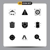 impostato di 9 moderno ui icone simboli segni per contenitore bidone cartello cestino utente modificabile vettore design elementi