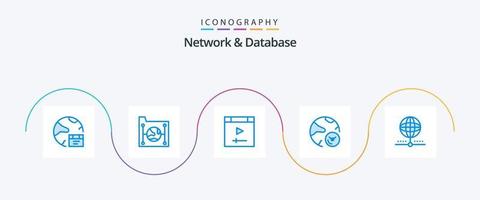 Rete e Banca dati blu 5 icona imballare Compreso informazione. analisi. file. pagina vettore