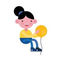 carina bambina seduta a giocare con il palloncino vettore