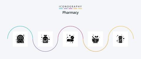 farmacia glifo 5 icona imballare Compreso farmacia. calcio. droghe. segnalazione. medicina vettore
