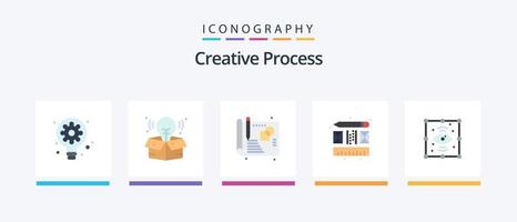 creativo processi piatto 5 icona imballare Compreso . occhio. processi. processi. disposizione. creativo icone design vettore