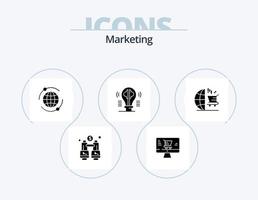 marketing glifo icona imballare 5 icona design. seo. carrello. marketing. immaginazione. soddisfare vettore