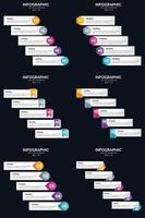 vettore 6 infografica imballare presentazione diapositiva modello 5 passaggi ciclo diagrammi e linea del tempo