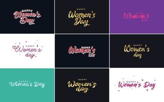 internazionale Da donna giorno lettering con un' amore forma. adatto per uso nel carte. inviti. striscioni. manifesti. cartoline. adesivi. e sociale media messaggi vettore