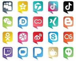 Chiacchierare bolla stile sociale media marca icona impostato 20 icone come come blogger. donne. Cina. madri e disqu icone. premio e alto qualità vettore
