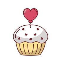 muffin con disegno vettoriale palloncino cuore