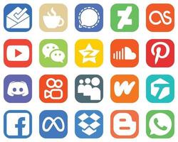 20 versatile sociale media icone come come suono. lastfm. tencent e messaggero icone. moderno pendenza icona impostato vettore