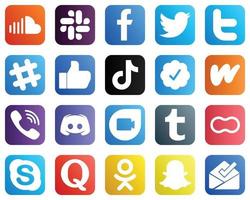 20 alto qualità sociale media icone come come cinguettio verificata distintivo. Cina. tweet. video e tic toc icone. alto definizione e versatile vettore