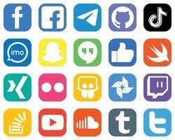 20 minimalista sociale media icone come come Google ritrovi. douyin. video e imo icone. alto qualità pendenza icona impostato vettore