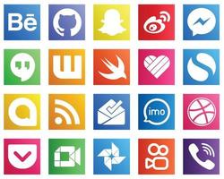 20 professionale sociale media icone come come alimentazione. Google allo. Facebook. semplice e veloce icone. completamente personalizzabile e professionale vettore