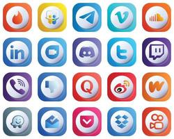 20 carino 3d pendenza icone per superiore sociale media piattaforme come come Twitter. testo. suono. Messaggio e Google duo icone. modificabile e semplice vettore