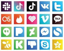 completare sociale media icona imballare 20 icone come come deviantart. Google ritrovi. tweet. kakao parlare e vimeo icone. alto risoluzione e completamente personalizzabile vettore