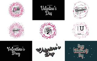 contento San Valentino giorno saluto carta modello con un' floreale tema e un' rosa colore schema vettore