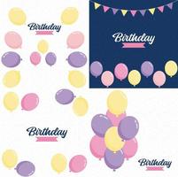 contento compleanno design con un' pastello colore schema e un' disegnato a mano torta illustrazione vettore