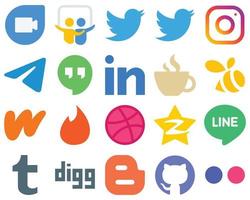 20 piatto icona impostato piatto sociale media icone wattpad. messaggero. streaming e professionale icone. pendenza icone imballare vettore