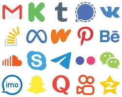 20 piatto sociale media icone per un' moderno grafico design letteratura. Facebook. meta e azione icone. alto risoluzione pendenza icona impostato vettore
