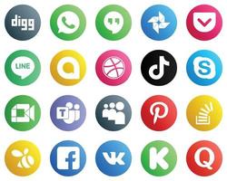 20 unico sociale media icone come come Google incontrare. tic toc e Chiacchierare icone. creativo e alto risoluzione vettore