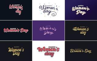 internazionale Da donna giorno lettering con un' amore forma. adatto per uso nel carte. inviti. striscioni. manifesti. cartoline. adesivi. e sociale media messaggi vettore