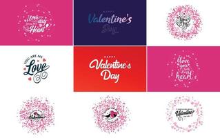 contento San Valentino giorno saluto carta modello con un' floreale tema e un' rosa colore schema vettore