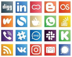 completare sociale media icona imballare 20 icone come come domanda. WhatsApp. lastfm e caffeina icone. alto qualità e minimalista vettore