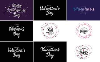 contento San Valentino giorno tipografia design con un' a forma di cuore ghirlanda e un' pendenza colore schema vettore