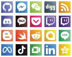 20 alto qualità sociale media icone come come blog. contrazione. alimentazione e tasca icone. alto definizione e versatile vettore