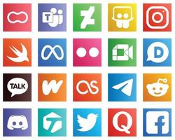 20 sociale media icone per ogni piattaforma come come Google incontrare. meta. yahoo e Facebook icone. alto definizione e professionale vettore