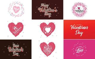 contento San Valentino giorno tipografia design con un' acquerello struttura e un' a forma di cuore ghirlanda vettore