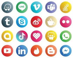 20 unico sociale media icone come come caffeina. Cina. scorta. sina e Chiacchierare icone. versatile e premio vettore