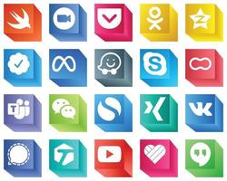 3d sociale media icone per progettisti 20 icone imballare come come madri. Chiacchierare. tencent. skype e Facebook icone. creativo e accattivante vettore