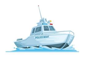 polizia pattuglia barca nave cartone animato illustrazione vettore