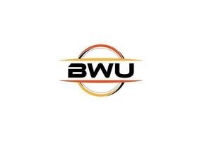 bwu lettera reali mandala forma logo. bwu spazzola arte logo. bwu logo per un' azienda, attività commerciale, e commerciale uso. vettore