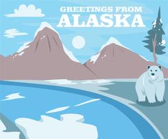 Vettore della cartolina dell'orso dell'Alaska