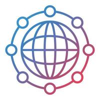 icona del gradiente della linea di rete globale vettore
