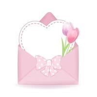 cuore e tulipano nel lettera, cartone animato illustrazione vettore
