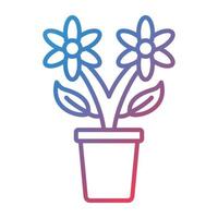 icona del gradiente della linea del vaso di fiori vettore