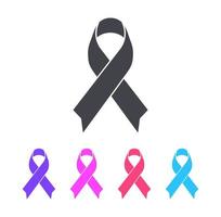 mondo cancro giorno nastro distintivo colorato vettore icona illustrazione impostato