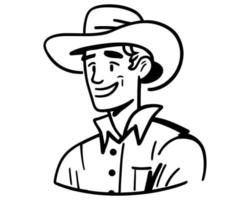nero icona uomo nel un' cowboy cappello nel il selvaggio ovest. piatto vettore illustrazione.