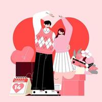 di moda vettore san valentino giorno illustrazione amore cartello coppia carino umano relazioni amore cartone animato piatto vettore illustrazione