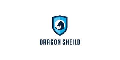 Drago sheild logo design vettore