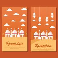 Ramadan verticale bandiera illustrazione nel piatto design vettore