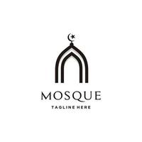 moschea linea arte minimalista logo design musulmano vettore