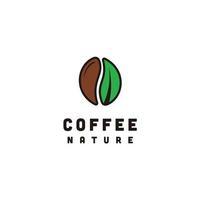 caffè fagiolo e foglia natura bar logo design grafico vettore