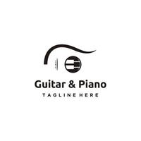 chitarra e pianoforte chiave musica logo grafico design vettore